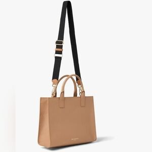 New Bruno Magli M GRETA Stuctured Large Tote-Tan  13 3/8inL x 11inD x 5inW